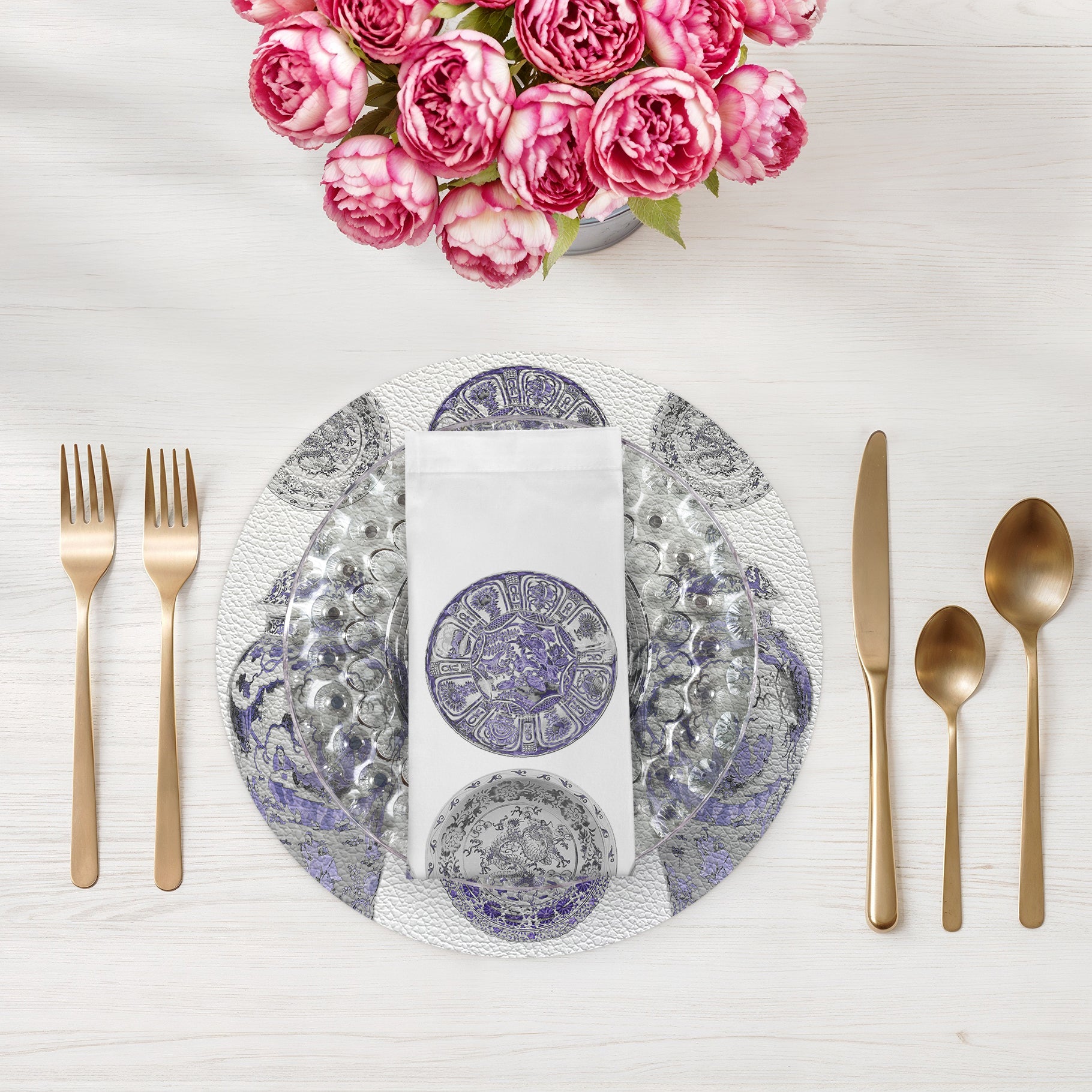 Chinois Ceramic Lavender Cotton Sateen Dinner Napkins - nicolettemayer.com