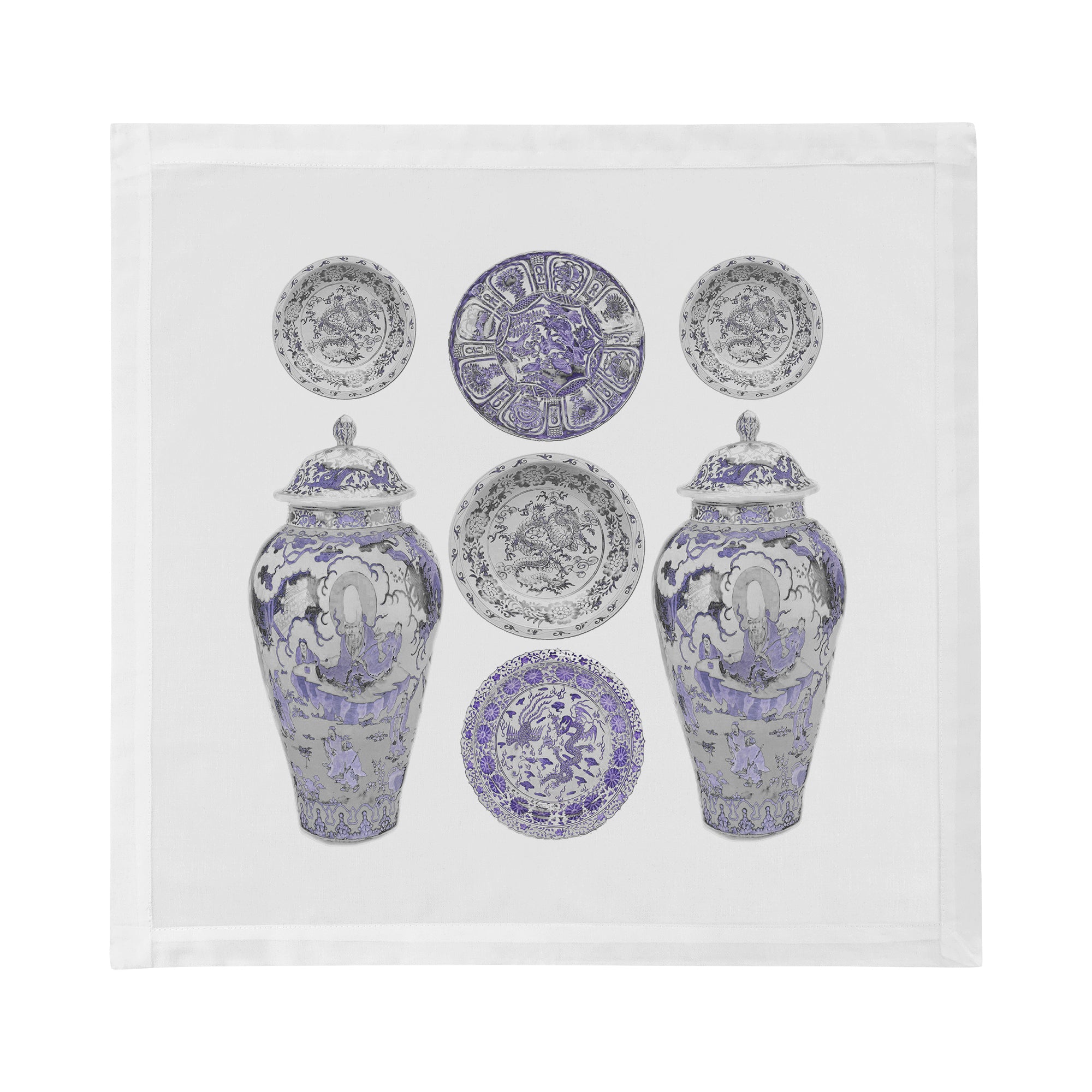 Chinois Ceramic Lavender Cotton Sateen Dinner Napkins - nicolettemayer.com
