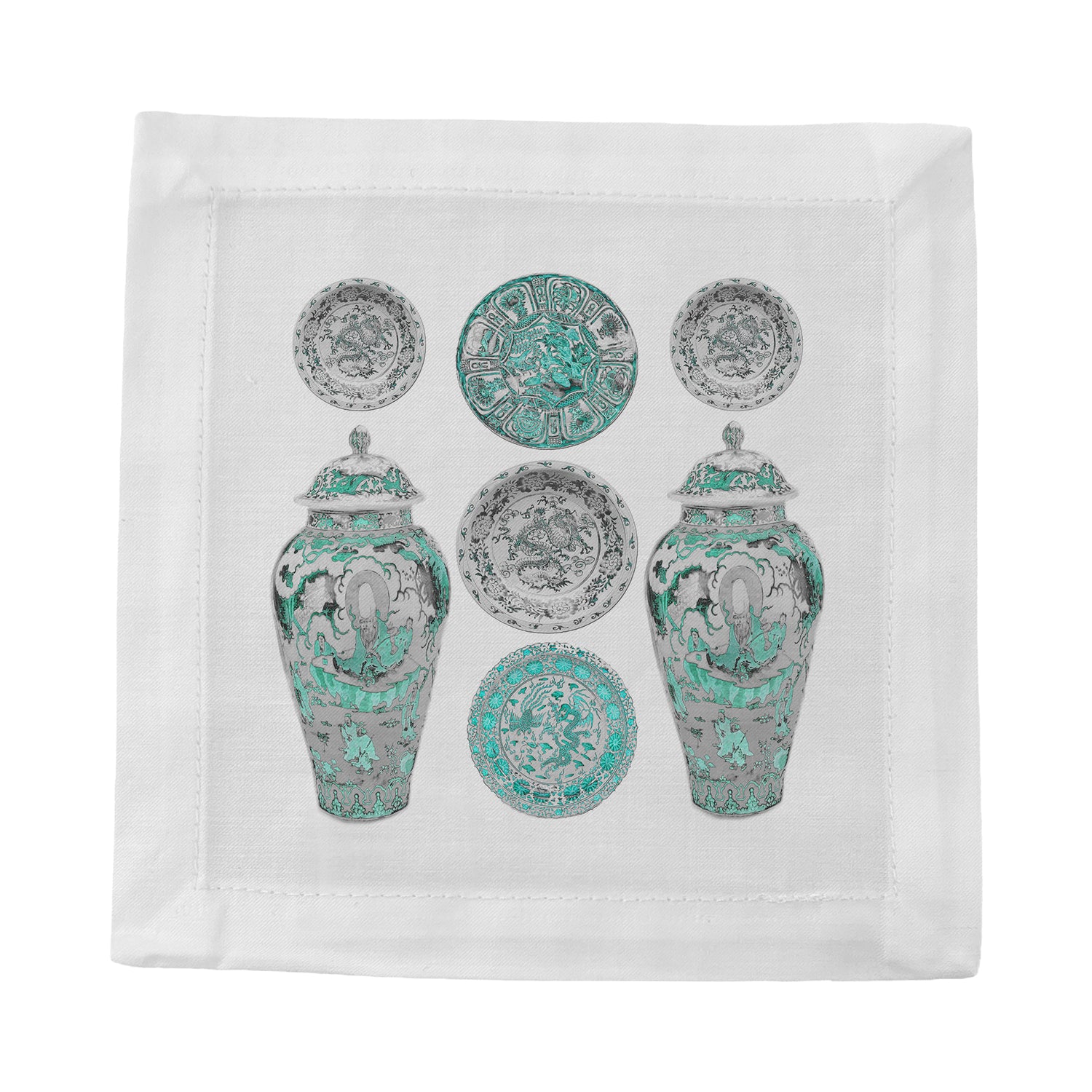Chinois Ceramic Cerulean Cotton Sateen Cocktail Napkins - nicolettemayer.com