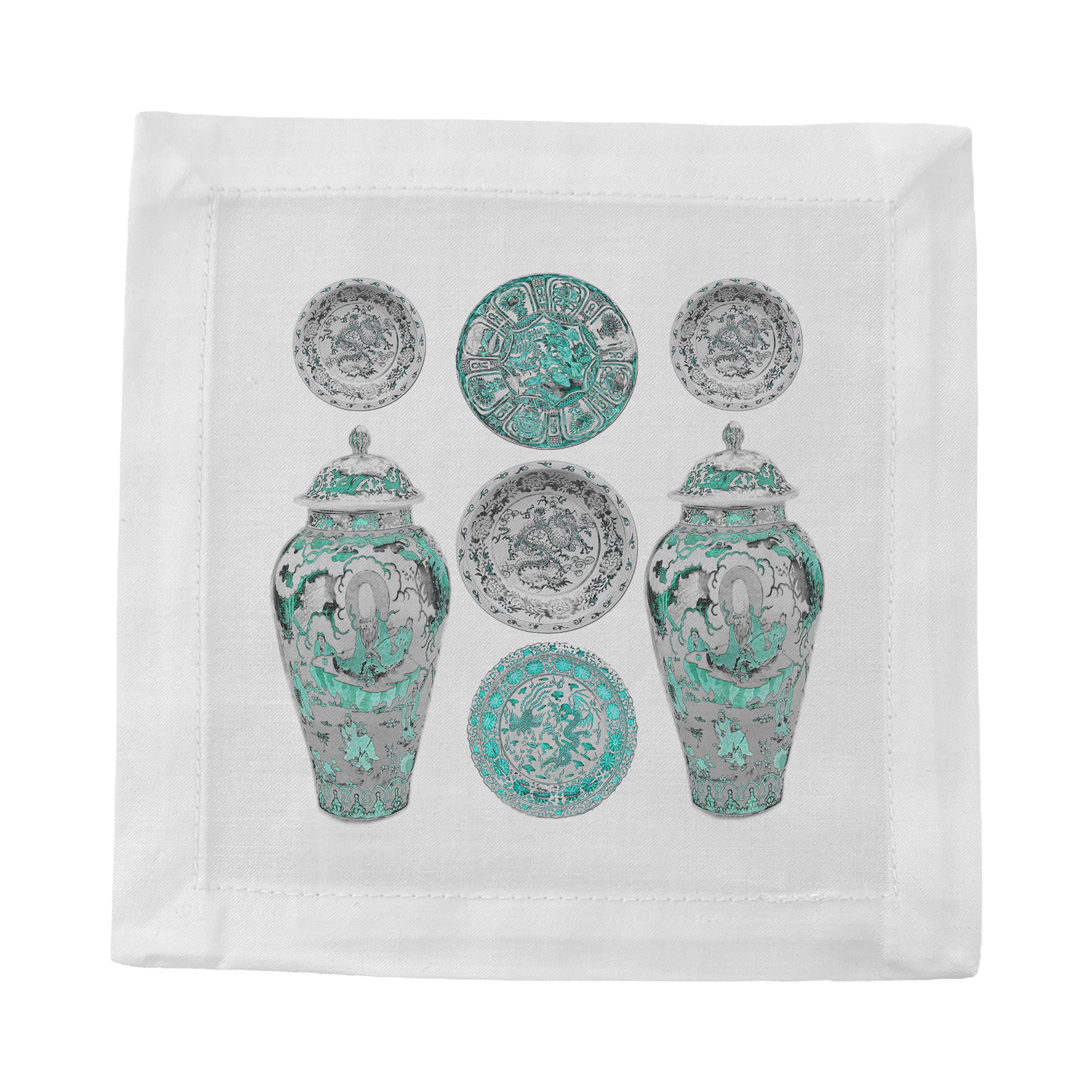 Chinois Ceramic Cerulean Cotton Sateen Cocktail Napkins - nicolettemayer.com