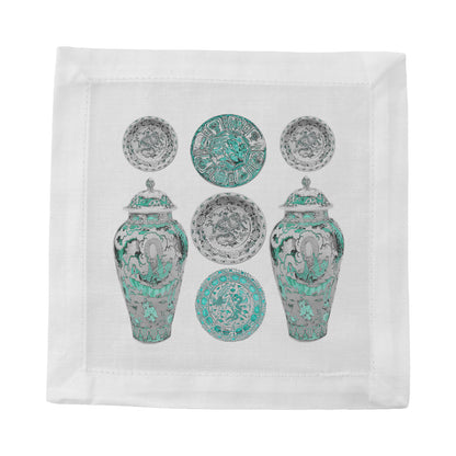 Chinois Ceramic Cerulean Cotton Sateen Cocktail Napkins - nicolettemayer.com