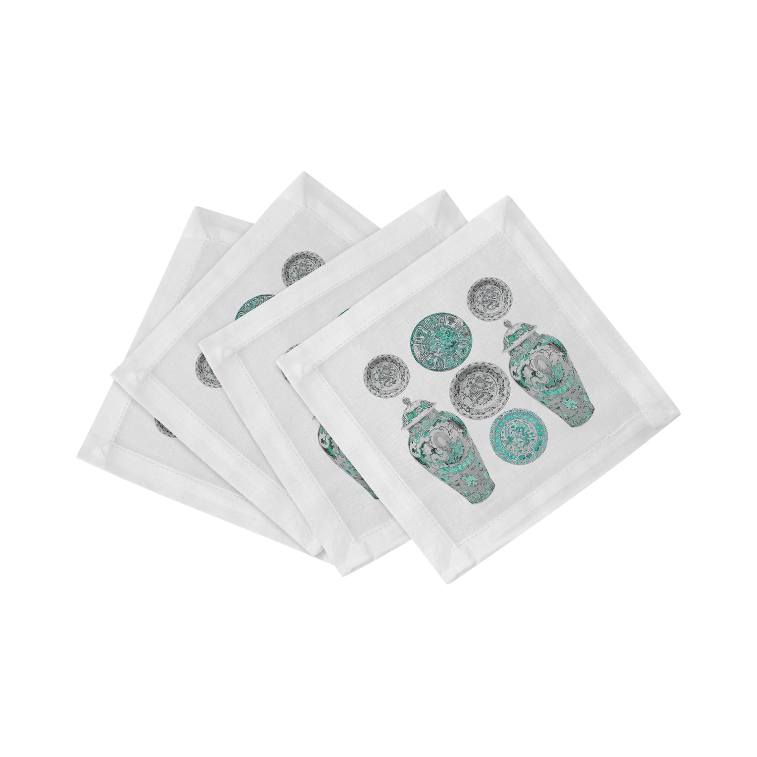 Chinois Ceramic Cerulean Cotton Sateen Cocktail Napkins - nicolettemayer.com