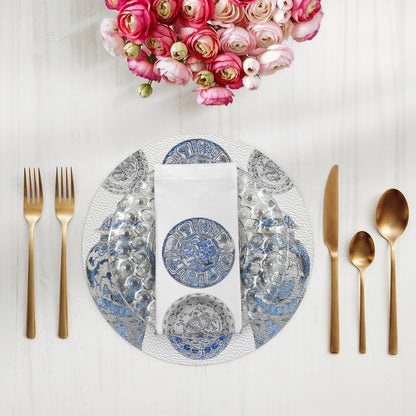 Chinois Ceramic Ming Blue Cotton Sateen Dinner Napkins - nicolettemayer.com