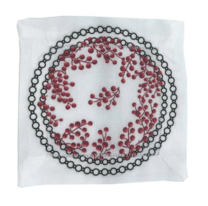 Xmas Ornament Black 6X6 Hemstich Cocktail