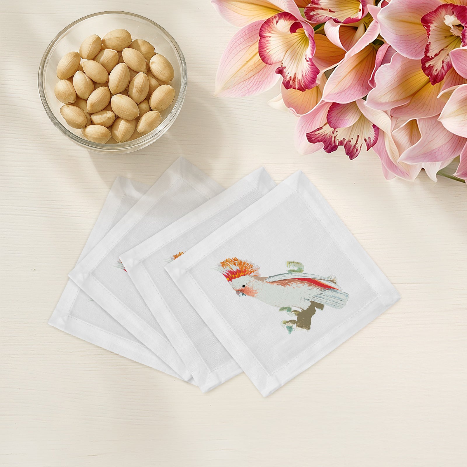 Cockatoo Cotton Sateen Cocktail Napkins