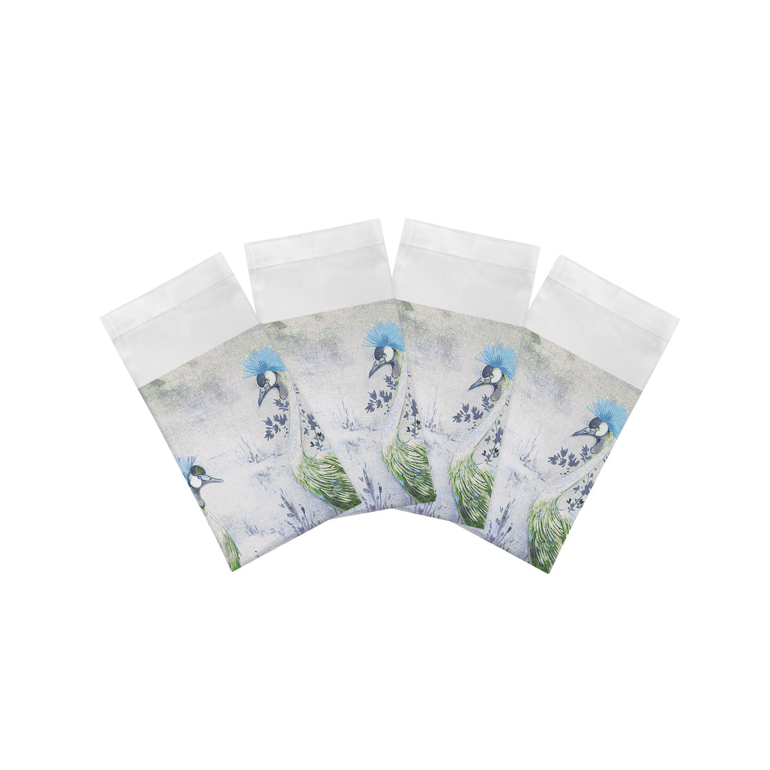 Crested Crane Ice Cotton Sateen Dinner Napkins - nicolettemayer.com