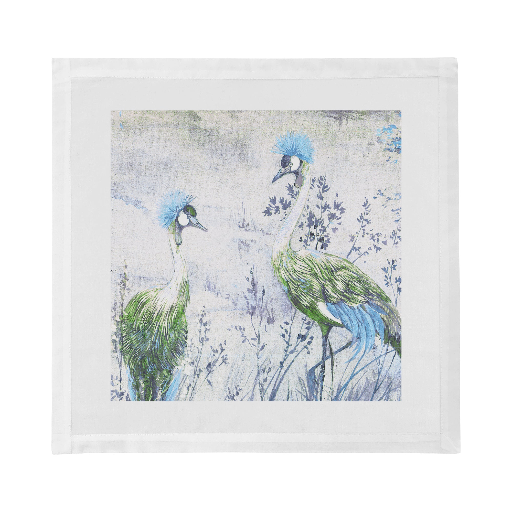 Crested Crane Ice Cotton Sateen Dinner Napkins - nicolettemayer.com