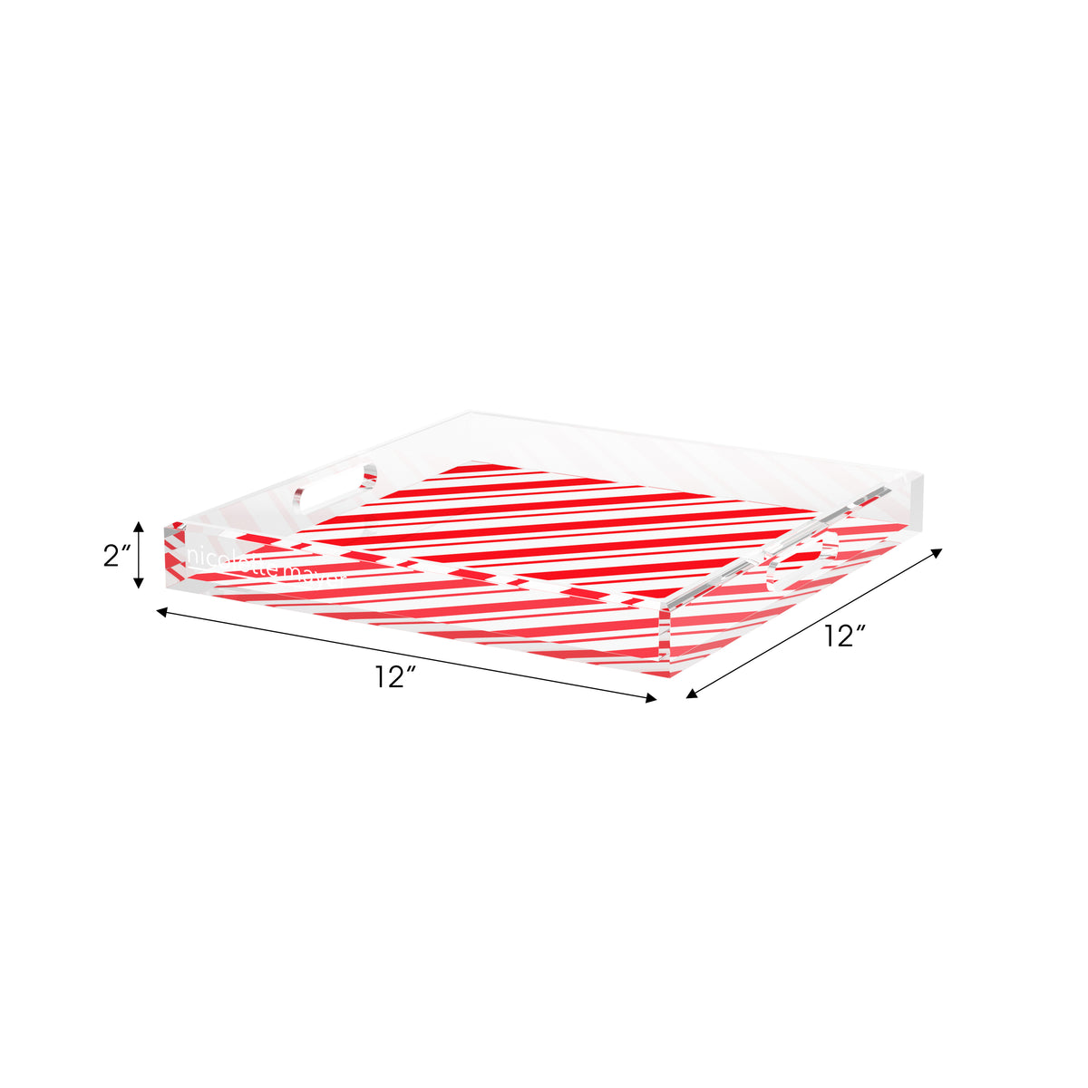Candy Cane Stripe Classic Acrylic Decorative Tray, 12 x 12 in. by Nicolette Mayer 