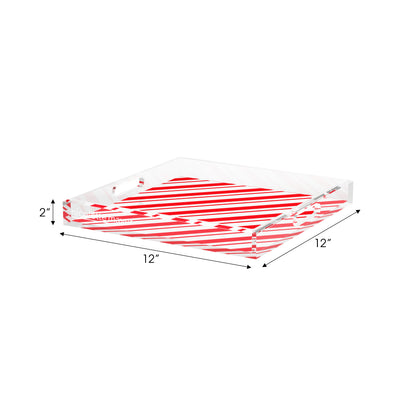 Candy Cane Stripe Classic Acrylic Decorative Tray, 12 x 12 in. by Nicolette Mayer 