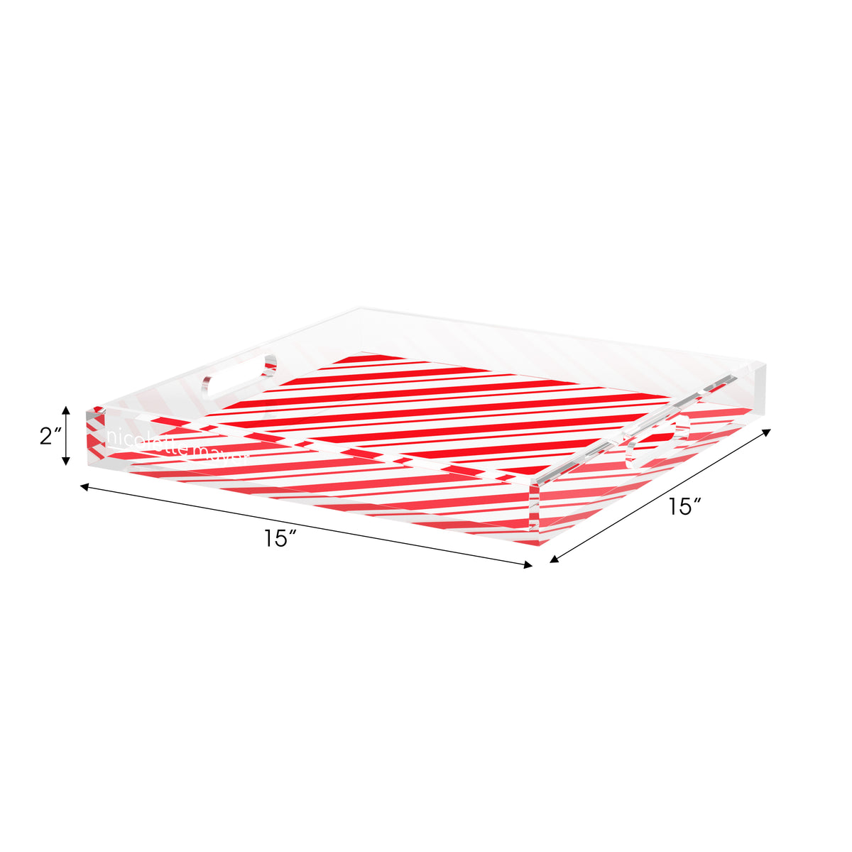 Candy Cane Stripe Classic Acrylic Decorative Tray, 15 x 15 in. by Nicolette Mayer 