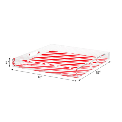 Candy Cane Stripe Classic Acrylic Decorative Tray, 15 x 15 in. by Nicolette Mayer 