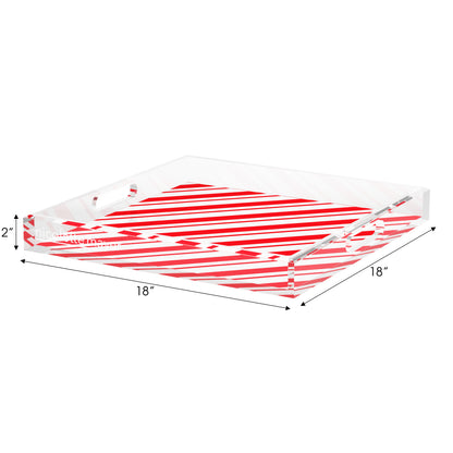 Candy Cane Stripe Classic Acrylic Decorative Tray, 18 x 18 in. by Nicolette Mayer 