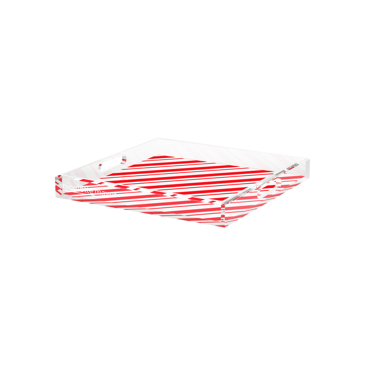 Candy Cane Stripe Classic Acrylic Decorative Tray, 12 x 12 in. by Nicolette Mayer 