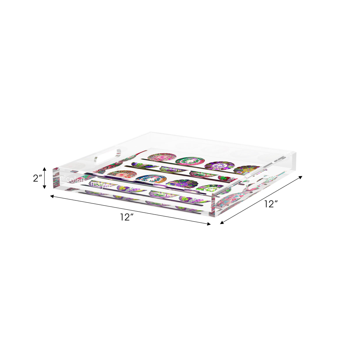 Ceramic Menagerie Acrylic Decorative Tray, 12 x 12 in. by Nicolette Mayer 