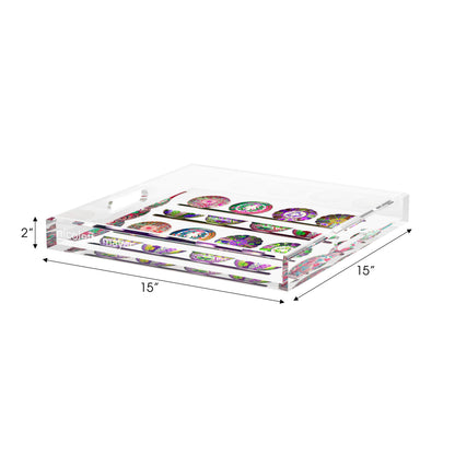 Ceramic Menagerie Acrylic Decorative Tray, 15 x 15 in. by Nicolette Mayer 