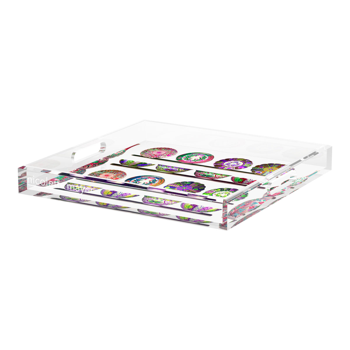 Ceramic Menagerie Acrylic Decorative Tray, 18 x 18 in. by Nicolette Mayer 