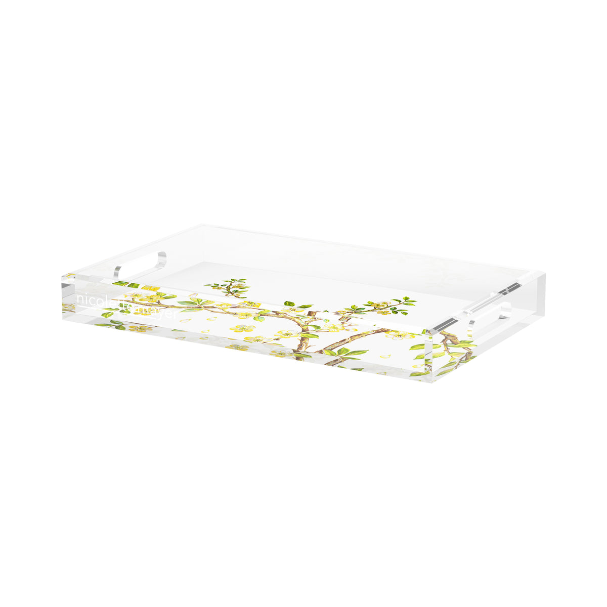 Cherry Blossom Acrylic Rectangle Decorative Tray, by Nicolette Mayer