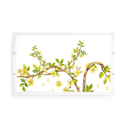 Cherry Blossom Acrylic Rectangle Decorative Tray, by Nicolette Mayer