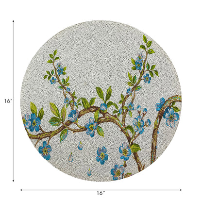 Perles rondes lisses bleu fleur de cerisier, lot de 4, 16