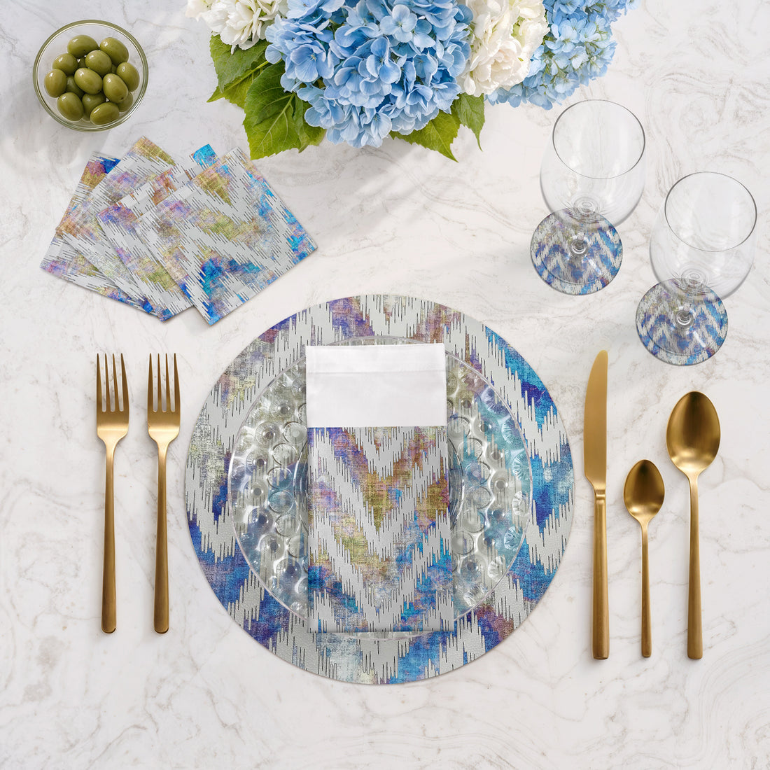 Chevron Vegan Leather Round Pebble Placemat - nicolettemayer.com
