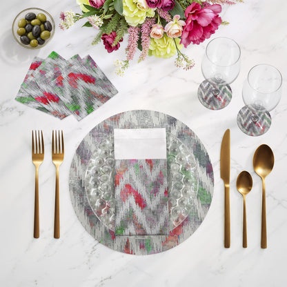 Chevron Vegan Leather Round Pebble Placemat - nicolettemayer.com
