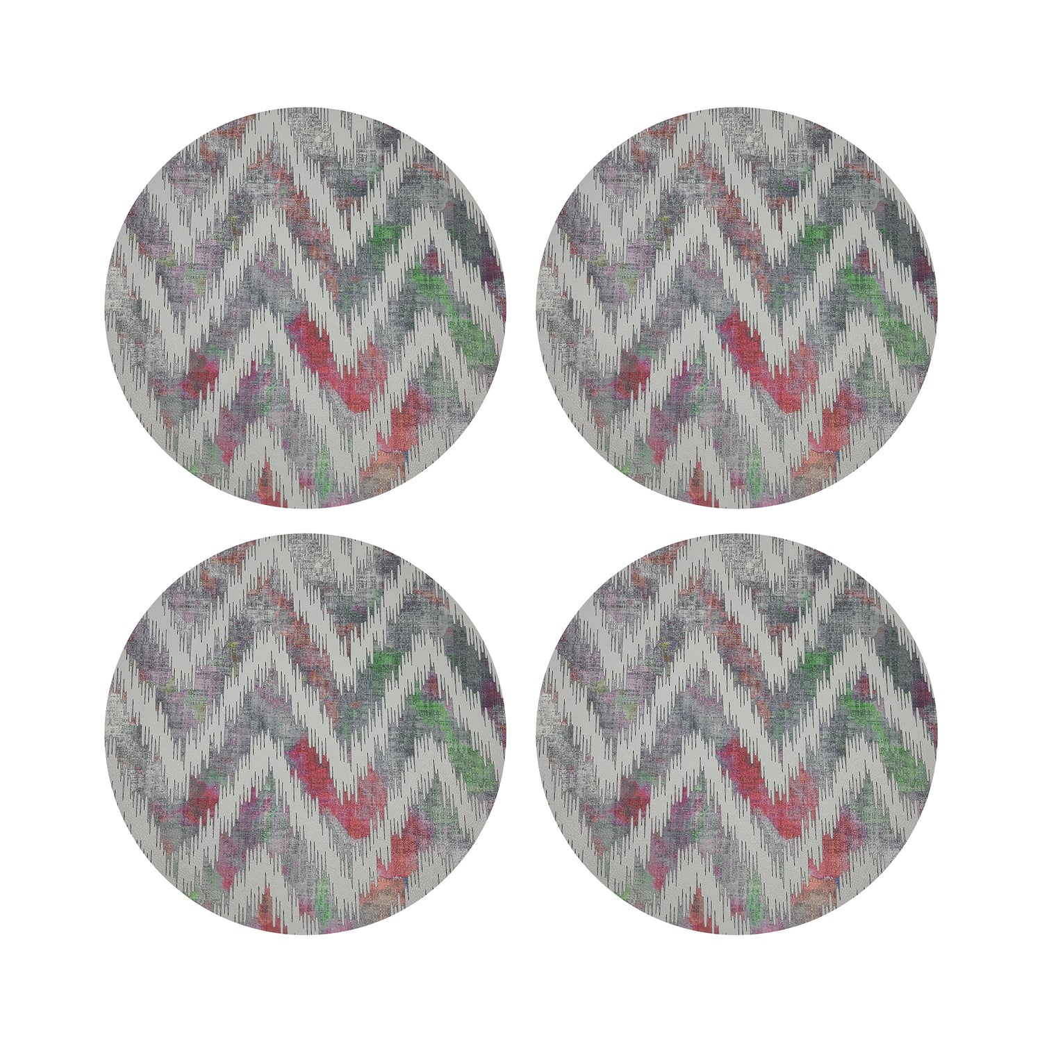 Chevron Holiday 16&quot; Round Pebble Placemats, Set of 4 - nicolettemayer.com
