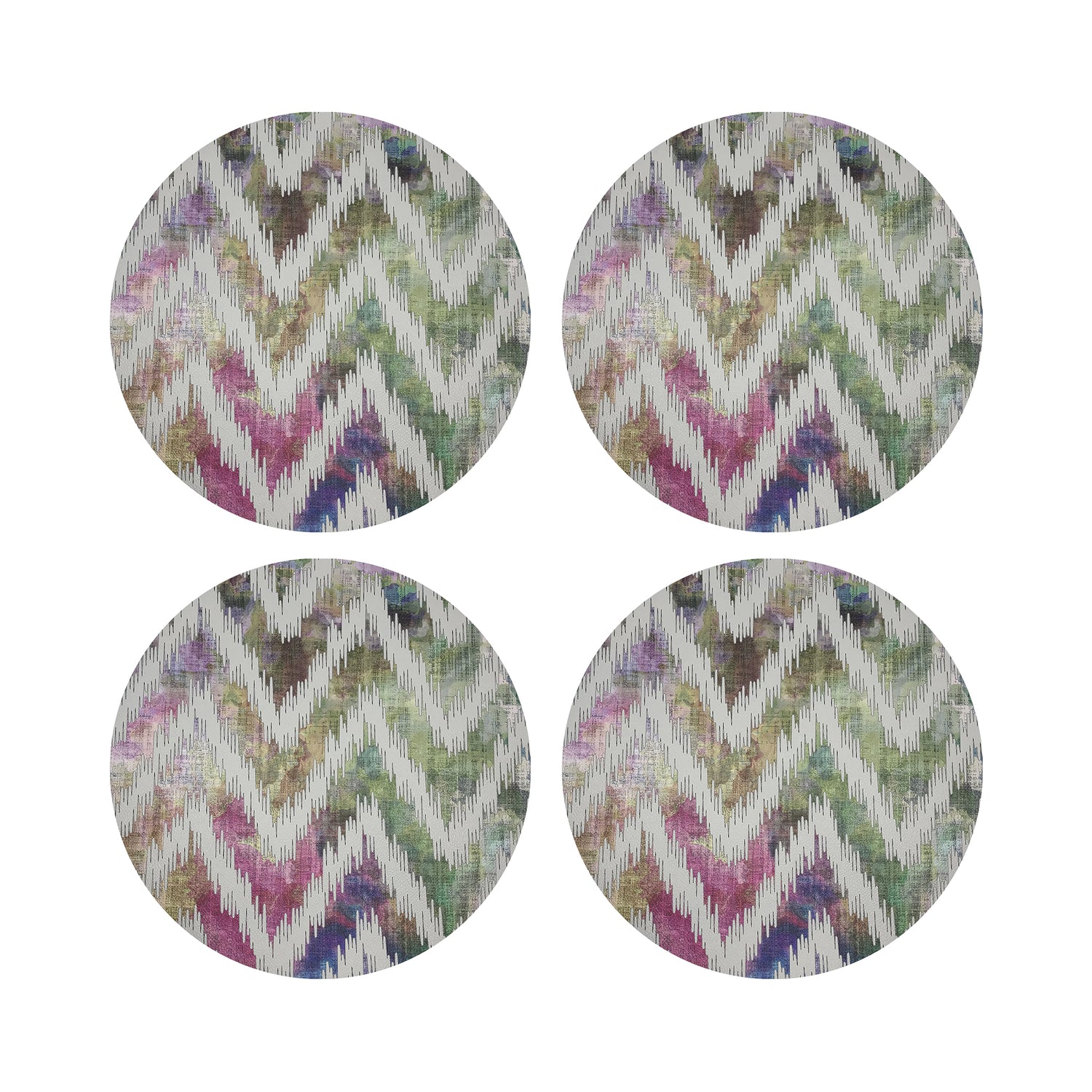 Chevron Richesse 16&quot; Round Pebble Placemats, Set of 4 - nicolettemayer.com
