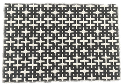 Tapis lavable en chenille noir et blanc Chiang Mai