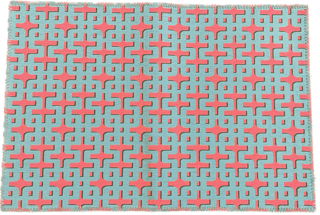Chiang Mai Pink Blue Chenille Washables Rug