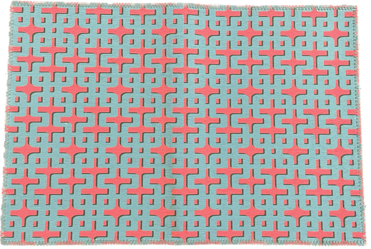 Waschbarer Chenille-Teppich „Chiang Mai“ in Rosa und Blau