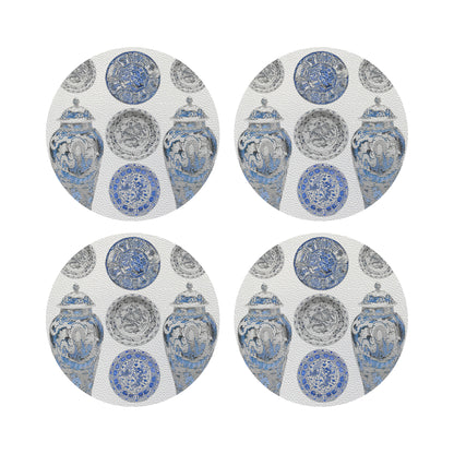 Chinois Ming Blue 4" Dinner Napkins- nicolettemayer.com
