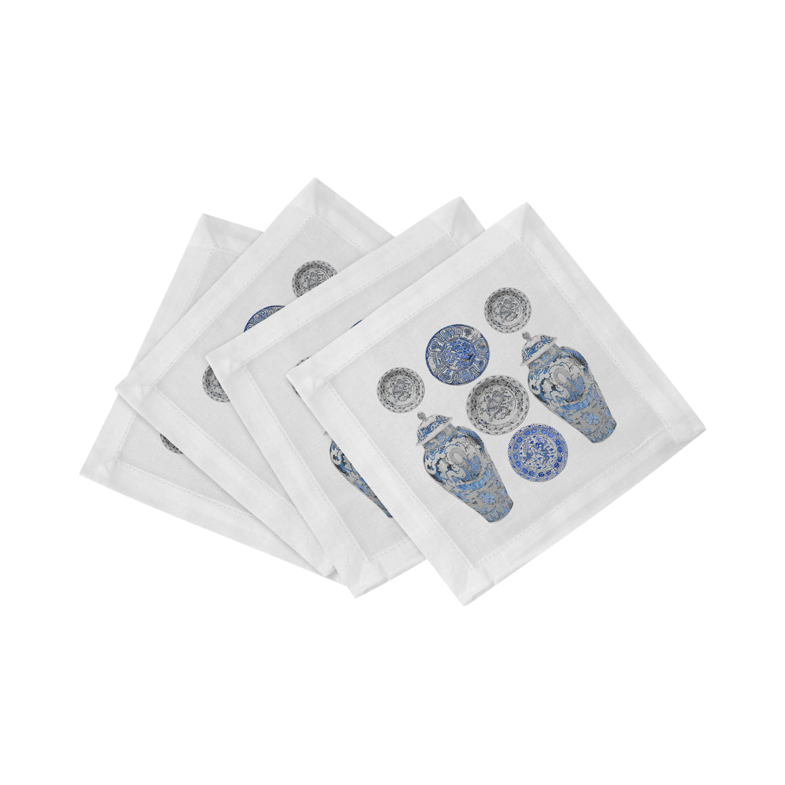 Chinois Ming Blue 6" Cocktail Napkins- nicolettemayer.com
