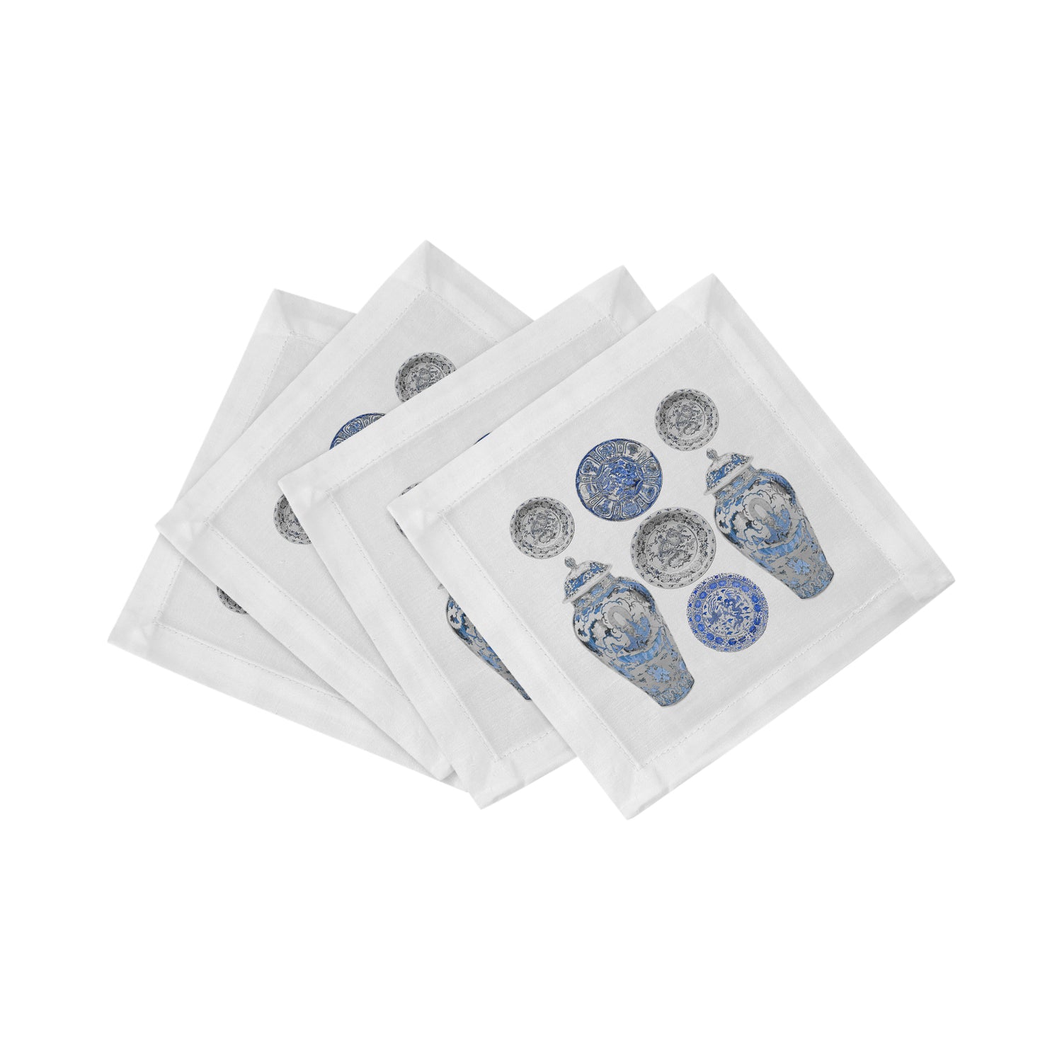 Chinois Ming Blue 6" Cocktail Napkins- nicolettemayer.com
