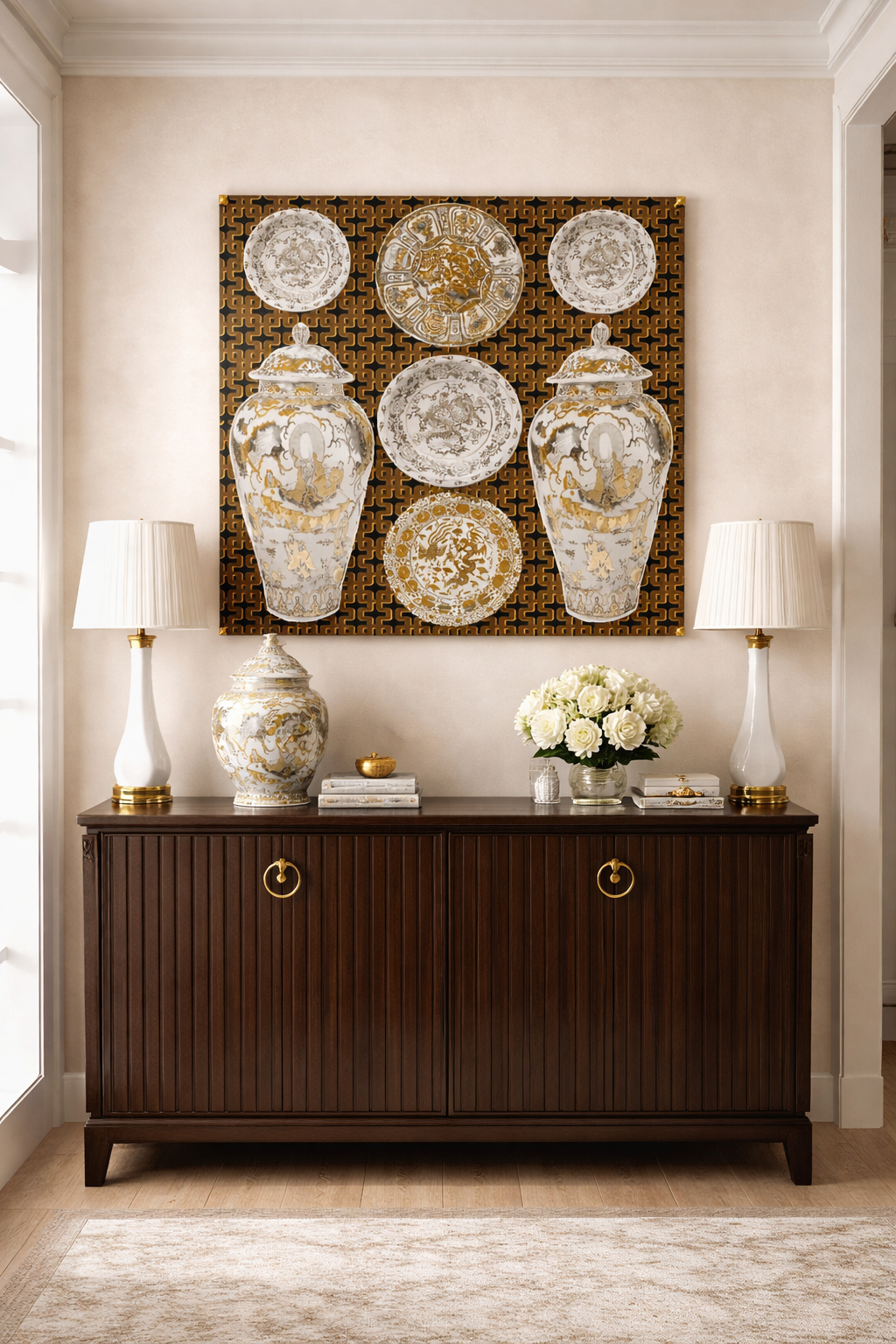 Chinois Ceramic Mustard – 36x36" Modern Acrylic Wall Art - nicolettemayer.com