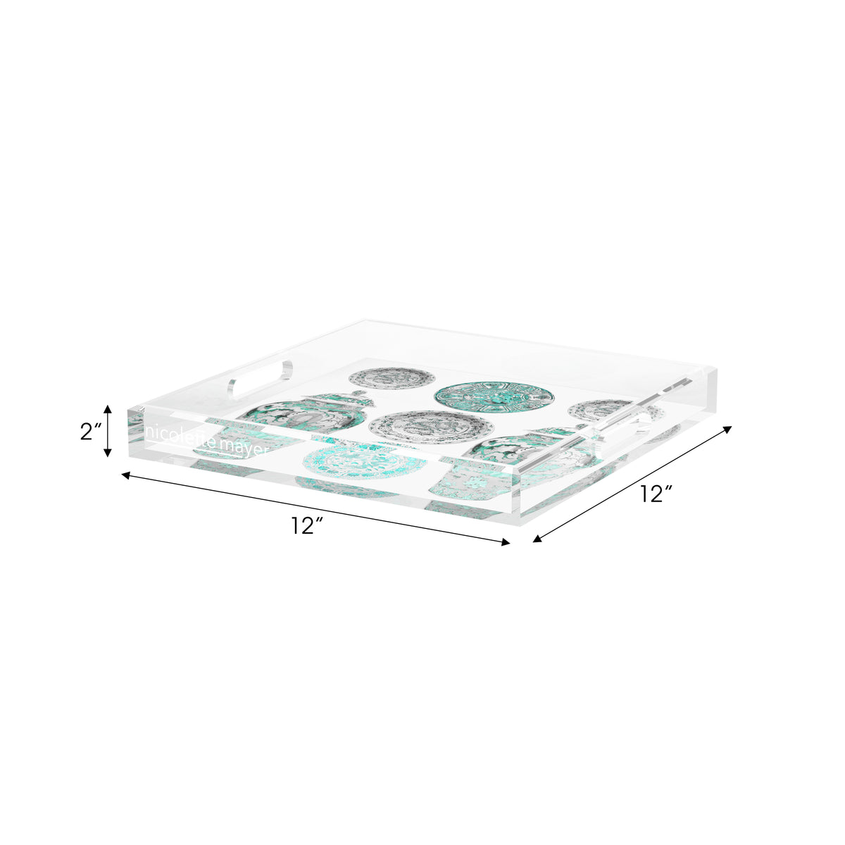 Chinoise Ceramic Cerulean Acrylic Decorative Tray, 12 x 12 in. by Nicolette Mayer 
