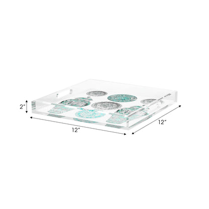 Chinoise Ceramic Cerulean Acrylic Decorative Tray, 12 x 12 in. by Nicolette Mayer 