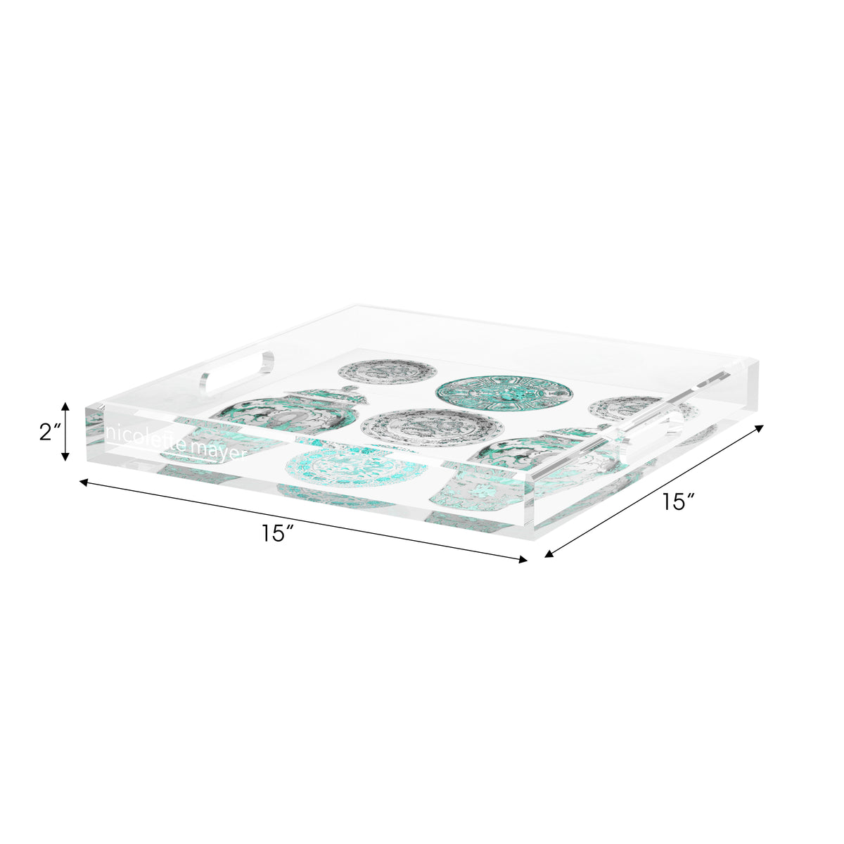 Chinoise Ceramic Cerulean Acrylic Decorative Tray, 15 x 15 in. by Nicolette Mayer 