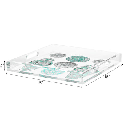 Chinoise Ceramic Cerulean Acrylic Decorative Tray, 18 x 18 in. by Nicolette Mayer 