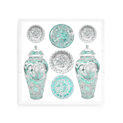 Chinoise Ceramic Cerulean Acrylic Decorative Tray, 12 x 12 in. by Nicolette Mayer 