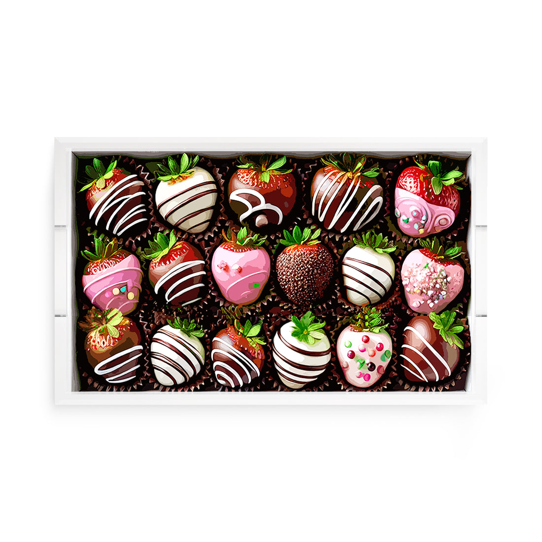 Chocolate Covered Strawberries Acrylic Decorative Tray, by Nicolette Mayer