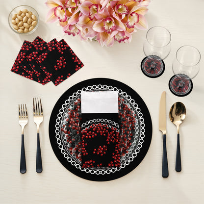 Sets de table ronds en galets de 40 cm, motif baies de Noël
