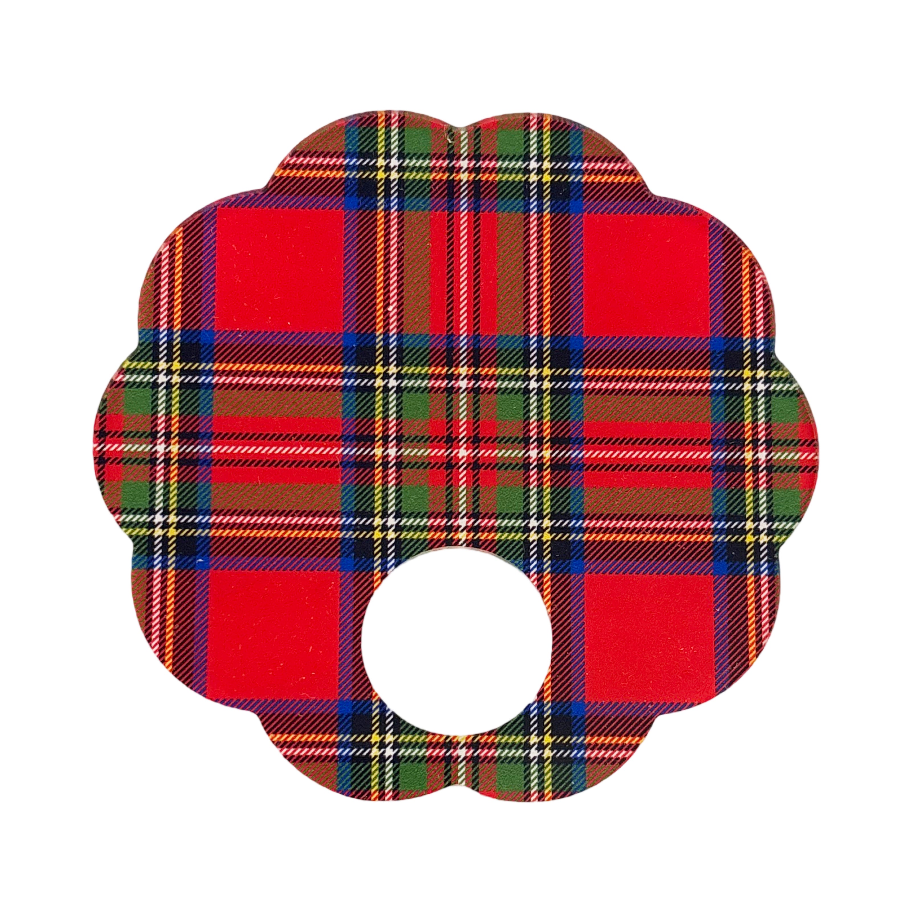 Christmas Tartan Red Acrylic Scallop Napkin Ring - Set of 4