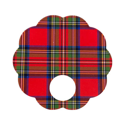 Christmas Tartan Red Acrylic Scallop Napkin Ring - Set of 4