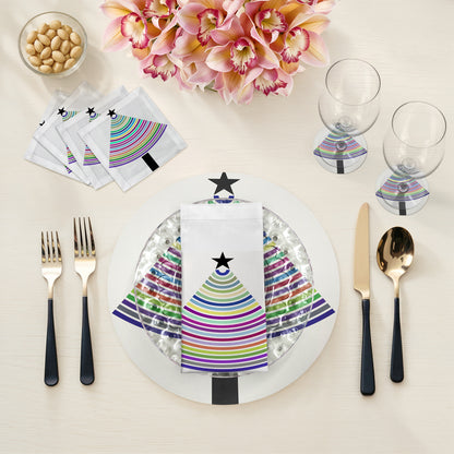 Christmas Tree Brights Vegan Leather Round Pebble Placemat