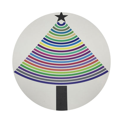 Christmas Tree Brights Vegan Leather Round Coasters