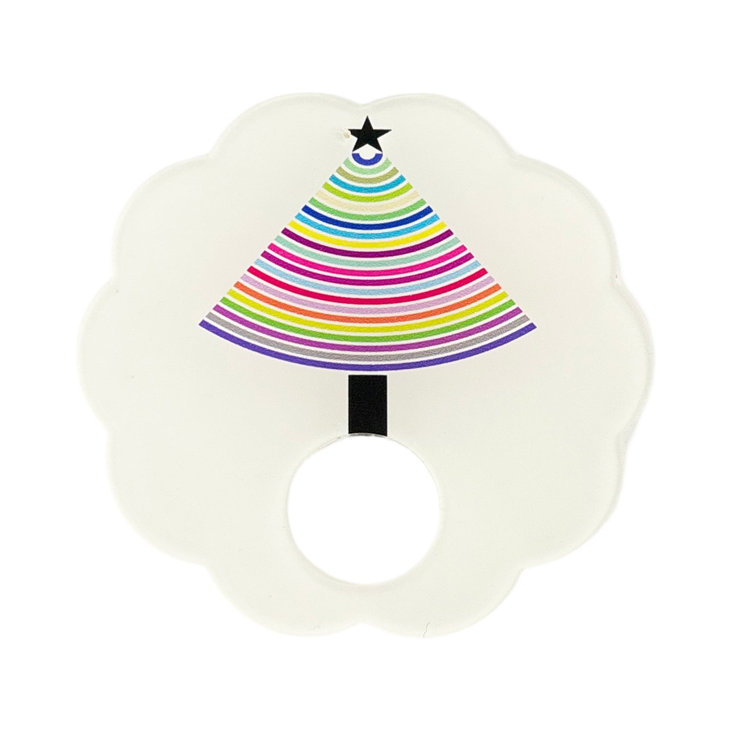 Christmas Tree Brights Acrylic Scallop Napkin Ring - Set of 4