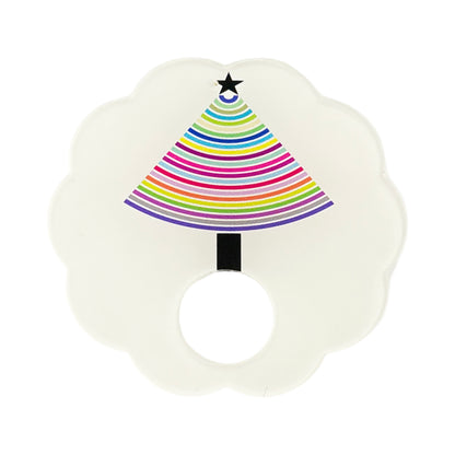 Christmas Tree Brights Acrylic Scallop Napkin Ring - Set of 4
