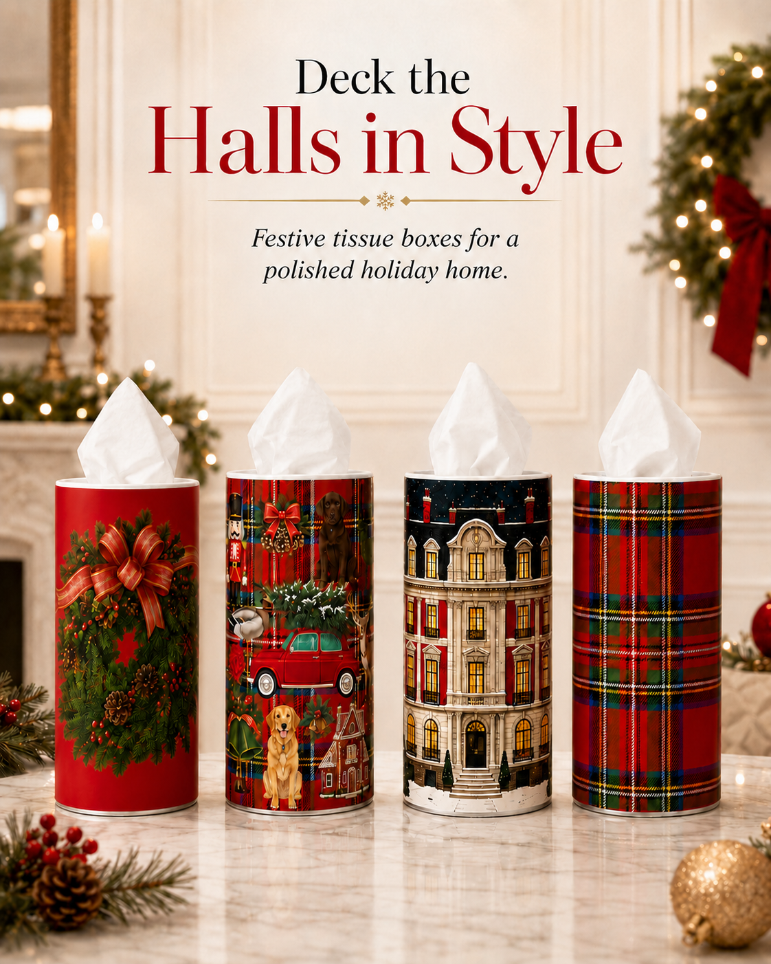Christmas Tissue Boxes - Set of 4