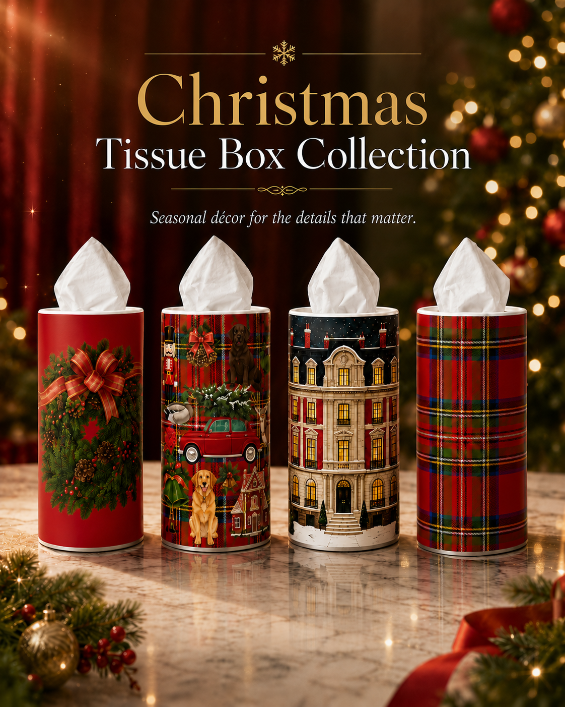 Christmas Tissue Boxes - Set of 4