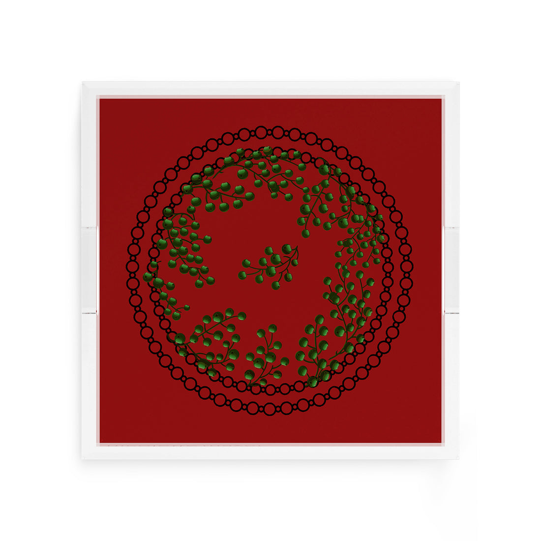 Christmas Berries Green Red 12X12 Acrylic Tray - nicolettemayer.com
